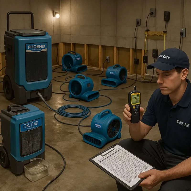 Structural Drying and Dehumidification process in Clover Hill, MD